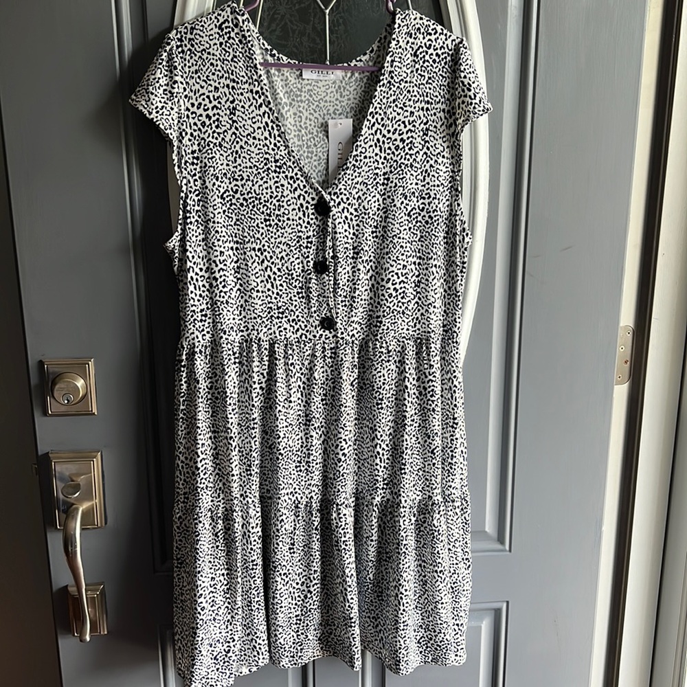 NAVY CHEETAH BABYDOLL DRESS